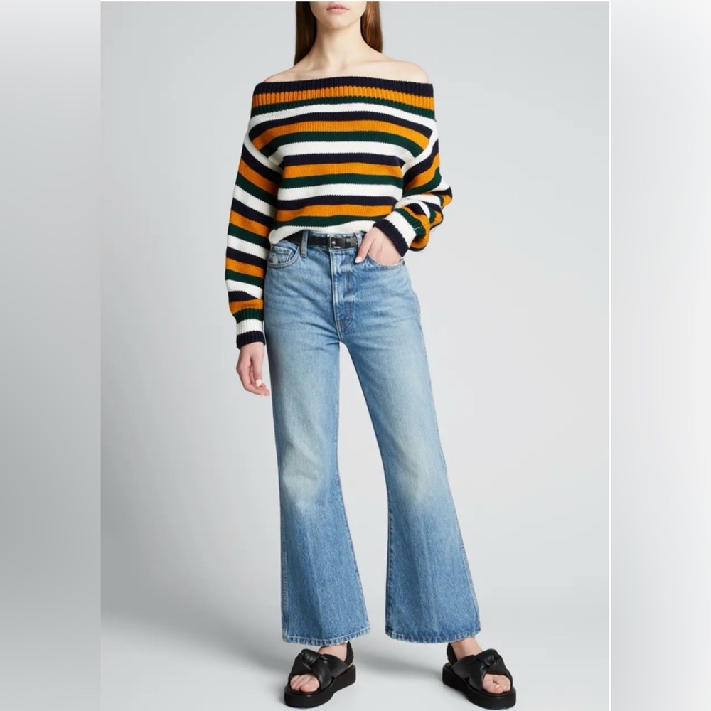 MONSE Merino Wool Off-The-Shoulder Striped Sweater Sz Medium